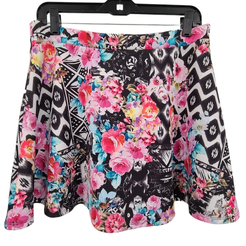 Aeropostale Mixed Print Circle Skater Mini Skirt